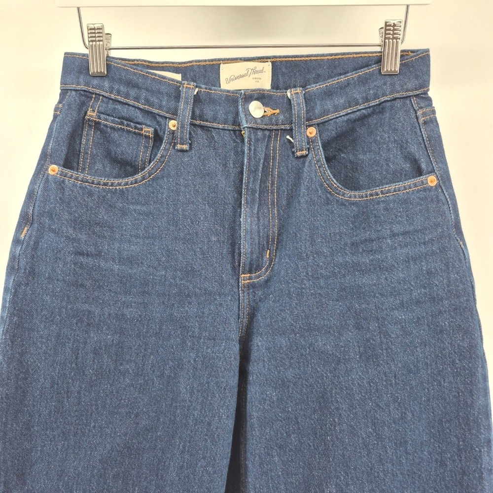 Universal Thread High Rise Barrel Jeans Sz 4 Dark Wash Horseshoe Balloon Leg - Picture 3 of 12